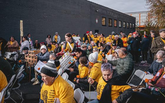A 2,000-person crowd gathers for Mass outside the Broadview ICE Detention Center near Chicago on Nov. 1. (Courtesy of Coalition for Spiritual and Public Leadership/Bryan Sebastian)