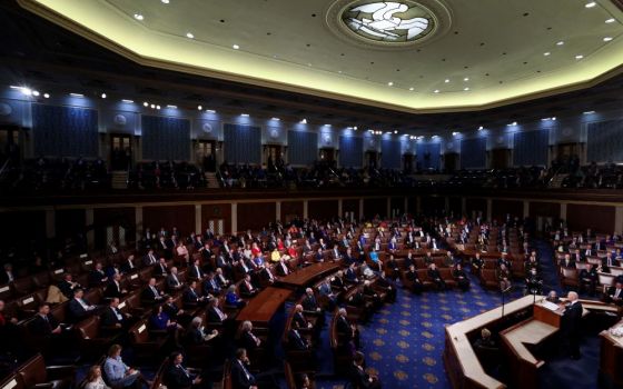 President Joe Biden delivers his State of the Union address to a joint session of the U.S. Congress in the House of Representatives Chamber at the Capitol in Washington March 1. (CNS /Reuters/Evelyn Hockstein)