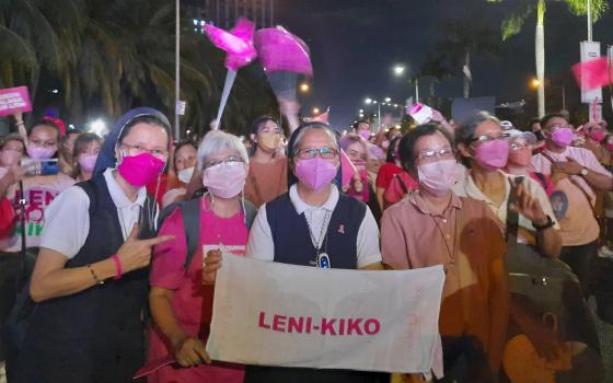 Holy Spirit sisters at the mammoth campaign rally on April 23, the birthday of  presidential candidate Leni Robredo in Pasay City in Metro Manila with an estimated crowd of approximately. 500,000. (Courtesy of SSpS Sisters