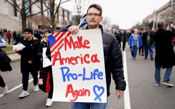 A pro-life supporter in Washington marches Jan. 4, 2020, during the 47th annual March for Life. (CNS/Reuters/Kevin Lamarque)