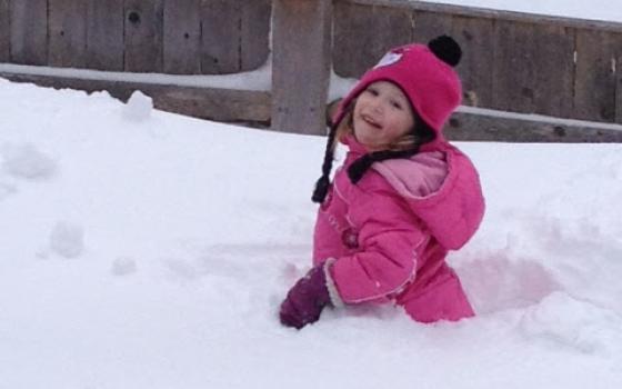 a girl in the snow