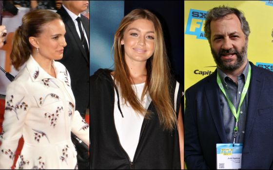 From left: Natalie Portman (Wikimedia Commons/GabboT); Gigi Hadid (Wikimedia Commons/Eva Rinaldi); Judd Apatow (Wikimedia Commons/Daniel Benavides)