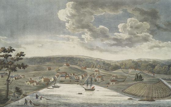 "Baltimore in 1752," an 1817 illustration by artist John Moale and etcher William Strickland (The New York Public Library)