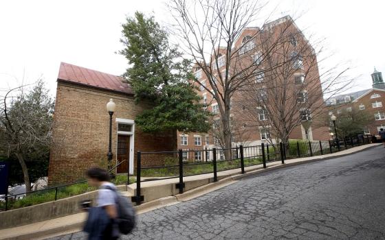 Anne Marie Becraft Hall in 2017, the year it was renamed. The building previously took the name of a Jesuit slaver. (CNS / Tyler Orsburn)