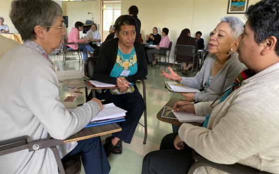 Participants discuss their countries' issues at the Nov. 30-Dec. 2, 2019, gathering of the Confederation of Latin American and Caribbean Religious. (GSR photo/Soli Salgado)