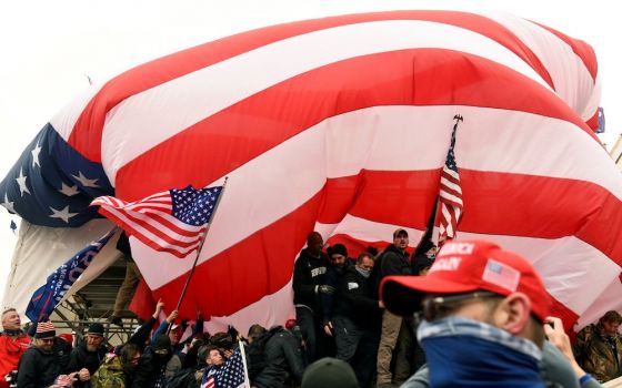 Supporters of President Donald Trump gather in front of the U.S. Capitol in Washington Jan. 6, 2021. (CNS/Reuters/Stephanie Keith)