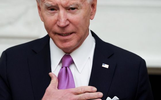 President Joe Biden speaks during an event at the White House in Washington Jan. 21, 2021. (CNS/Reuters/Jonathan Ernst)