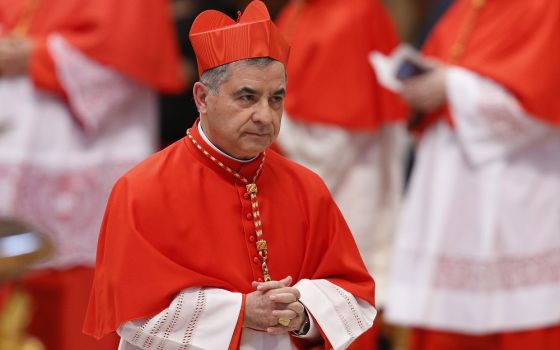 Italian Cardinal Angelo Becciu is pictured at the Vatican in this 2018 photo