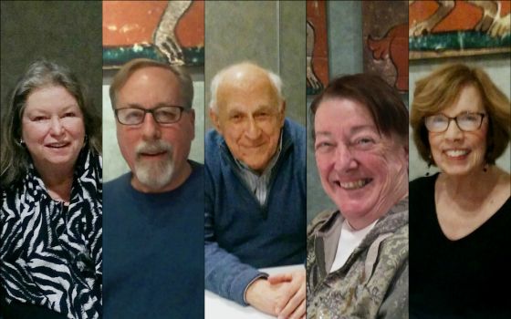 St. Ambrose parishioners in Grosse Pointe Park, Michigan (from left): Marianna Manion, John Witherell, Anthony Birnbryer, Trisha Buttiglieri and Liz Witherell (NCR photos/Peter Feuerherd)