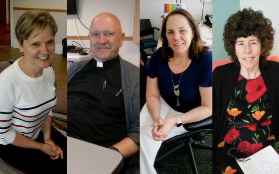 From left: Mia Holman, Augustinian Fr. Joseph Genito, Cara Tripodi and Ann Carr (NCR photos/Peter Feuerherd)