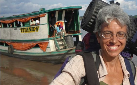 Barbara Fraser on the Marañón River in Peru, where she traveled on the river boat, Titanic V, during a visit to Kukama indigenous communities in July 2014