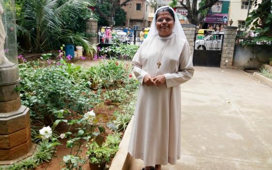 Sr. Gracy Vadakara on the campus of the Daughters of the Church convent in Bengaluru, Southern India (Philip Mathew)