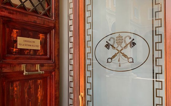 The door into the Congregation for the Doctrine of the Faith inside the Vatican's Palace of the Holy Office (NCR photo/Joshua J. McElwee)