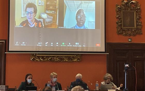 Panelists discuss how the process underway for the Synod of Bishops has to be sure to include the views of women and address "hot button" topics at a "Women in Synodality" event held in Rome on Dec. 16. (GSR photo/Christopher White)