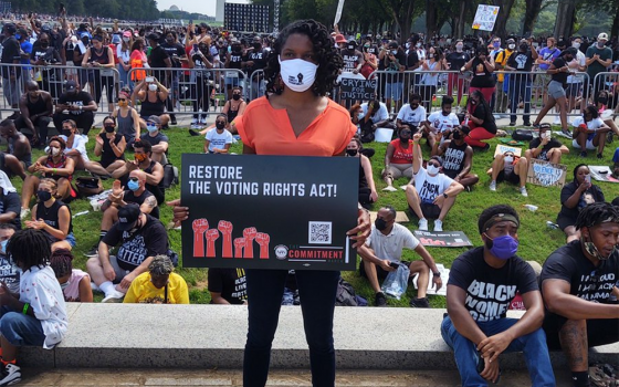 Jeanné Lewis at the Commitment March on Washington 2020. Lewis, a Catholic, is running for city council in Washington, D.C. (Provided photo)