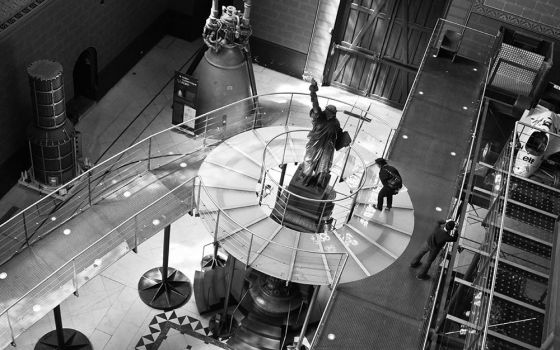 A bronze copy of sculptor Frederic-Auguste Bartholdi's model for the Statue of Liberty is seen in the Museum of Arts and Crafts in Paris. (Wikimedia Commons/Tieum512)