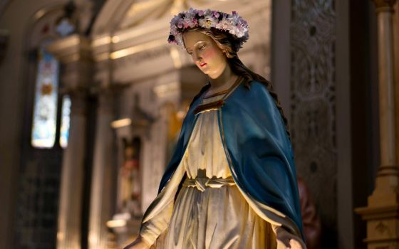 A statue of Mary is seen at Old St. Mary's Catholic Church in Detroit in 2015. Data shows that Catholic Church membership in Michigan is down by 17% since 2000. (CNS/Courtesy of Detroit Archdiocese)