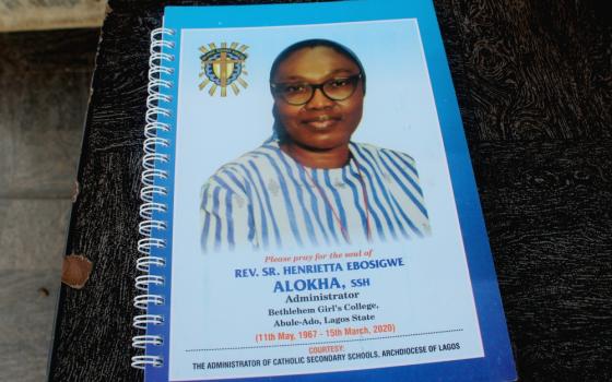 A booklet made in honor of Sacred Heart of Jesus Sr. Henrietta Alokha, who died rescuing students of the Bethlehem Girls College after a massive March 15 gas explosion in a suburb of Lagos, Nigeria (Kelechukwu Iruoma)