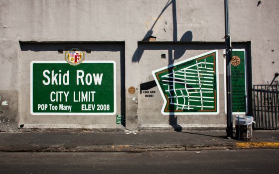 A mural located on San Julian Street in the heart of downtown Los Angeles' skid row (Wikimedia Commons/Stephen Zeigler)