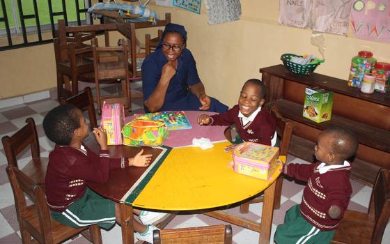 Sr. Scholastica Achinkumbur sings for the pupils at St. Vincent’s Centre for Inclusive Education, run by the Daughters of Charity in Uyo, the state capital of Akwa Ibom in Southern Nigeria. (Kelechukwu Iruoma)