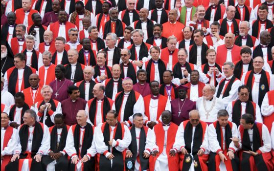 Bishops prepare for a group photo during the 2008 Lambeth Conference at the University of Kent in Canterbury. Photo by Scott Gunn/ACNS