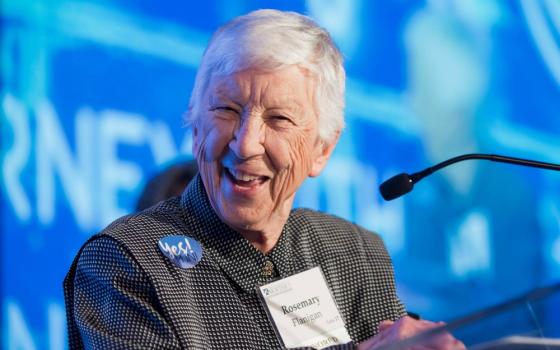 St. Joseph Sr. Rosemary Flanigan speaks at the Center for Practical Bioethics' annual dinner in 2018. (Courtesy of the Center for Practical Bioethics)