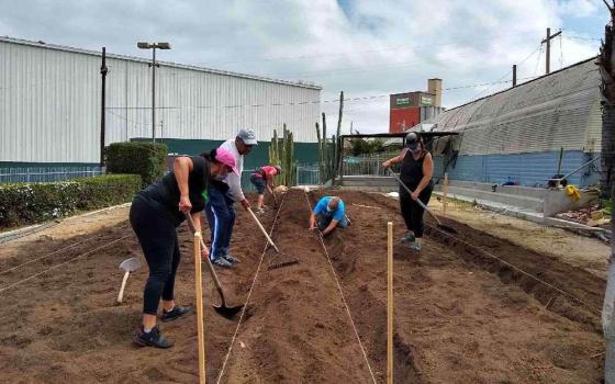 Volunteers prep the community garden, part of the new Community Resource Center at Our Lady of Guadalupe Parish in San Diego. (Courtesy of the Sisters of Mercy of the Americas)