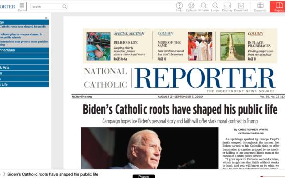 The eNCR replica of the most recent print edition of National Catholic Reporter (NCR screenshot)