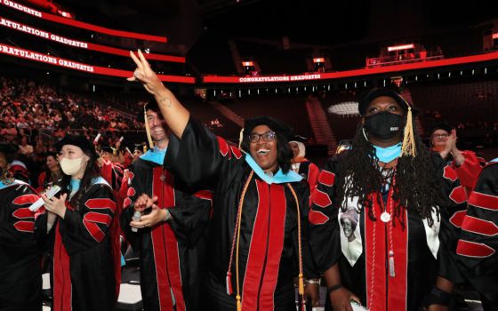 The 2022 Seattle University graduation at Climate Pledge Arena in Seattle, June 12th, 2022. (RNS/Seattle University/Yosef Kalinko)