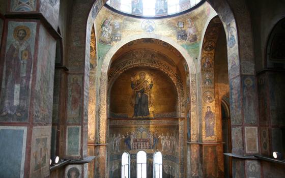 The Mother of God Oranta from the vault of St. Sophia Cathedral in Kyiv, Ukraine (Wikimedia Commons/A-bg78)