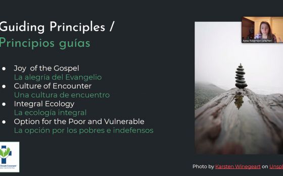 Screenshot from Feb. 23 online event presented by Catholic Climate Covenant, with Anna Robertson, the group's new director of youth and young adult mobilization