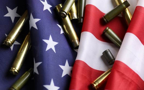 American flag and bullet casings (Dreamstime/Aleksandr Kichigin)