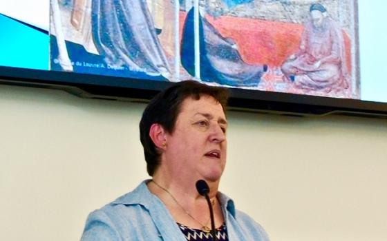 Congregation of Jesus Sr. Gemma Simmonds speaks in May 2015 in London. (GSR photo/Dan Stockman)