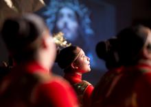 A performer dances during a daylong regional encuentro Oct. 28, 2017, at Herndon Middle School in Herndon, Virginia. (CNS/Tyler Orsburn)