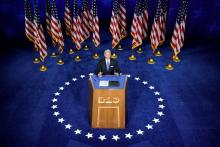 Democratic presidential candidate Joe Biden delivers a speech from Wilmington, Delaware, Aug. 20 during the virtual Democratic National Convention. (CNS/Reuters/Kevin Lamarque)