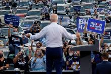 Democratic presidential nominee Joe Biden makes a campaign stop Oct. 27 in Atlanta. (CNS/Reuters/Brian Snyder)