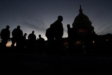 A unit of the D.C. National Guard bolster the security presence around the U.S. Capitol Jan. 7 in Washington, one day after supporters of President Donald Trump breached the building. (CNS/Jonathan Ernst, Reuters)