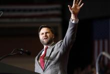 J.D. Vance, Republican candidate for U.S. Senator for Ohio, appears at a campaign rally in Youngstown, Ohio, Sept. 17. (AP/Tom E. Puskar)