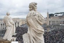  A crowd gathers in St. Peter's Square at the Vatican Jan. 15, 2023, for the midday recitation of the Angelus led by Pope Francis. (CNS photo/Vatican Media)