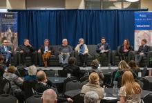 The "Francis at 10: A Papacy of Possibilities" conference at St. Ambrose University in Davenport, Iowa, concludes on March 18 with a panel of all eight keynote speakers. (Courtesy of St. Ambrose University)