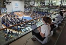 Participants meet at the United Nations Climate Change Conference, June 8 in Bonn, Germany. International climate talks at SB58 in Bonn were to prepare the COP28 climate summit in Dubai in December. (AP photo/Martin Meissner)