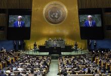 US President Joe Biden addresses the 78th session of the United Nations General Assembly on Sept. 19. (AP photo/Richard Drew)