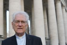 Brazilian Cardinal Leonardo Ulrich Steiner of Manaus poses for a photo outside St. Peter's Square at the Vatican Oct. 23. 