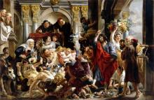 "Jesus Driving The Merchants From The Temple" (1645-50) by Jacob Jordaens (Artvee)