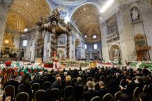 Pope Francis presides over Mass Oct. 29, 2023, marking the end of the first session of the assembly of the Synod of Bishops on synodality in St. Peter's Basilica at the Vatican. (CNS/Lola Gomez)