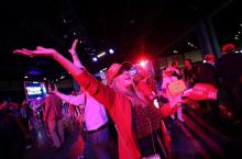 A supporter of Republican President-elect Donald Trump celebrates at his victory rally at the Palm Beach County Convention Center in West Palm Beach, Fla., Nov. 6 after Trump was elected the 47th president of the United States. (OSV News/Reuters/Carlos Barria)