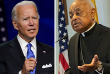 Former Vice President Joe Biden, left, in a 2020 file photo, and Archbishop Wilton Gregory of Washington, in a 2019 file photo (CNS/Reuters/Kevin Lamarque, Catholic Standard/Jaclyn Lippelmann)