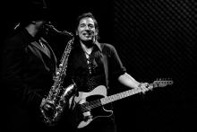 Bruce Springsteen performs with E Street Band member Clarence Clemons, left, during "The Rising" tour in 2003. (Dreamstime/Fabio Diena)