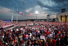 President Donald Trump speaks at a campaign rally at Cecil Airport in Jacksonville, Florida, Sept. 24. (CNS/Reuters/Tom Brenner)