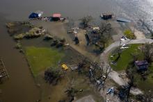 Homes near Hackberry, Louisiana, are awash in the aftermath of Hurricane Laura Aug. 27, 2020. (CNS photo/Adrees Latif, Reuters)